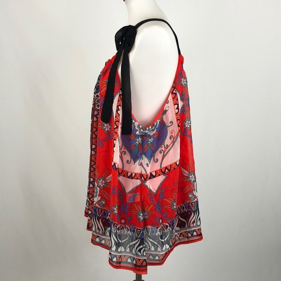 Want And Need Red Print Sleeveless Top, NWT 2X - Picture 2 of 6